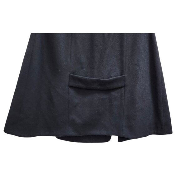 ZARA Style Black Wool Cape Coat – Double Breasted, High Collar, Elegant Fall Out - Picture 6 of 8